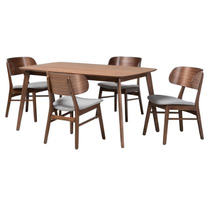 Picture of Baxton Studio Alston 5-Piece Dining Set, Gray/Walnut Brown