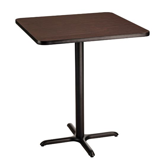 Picture of National Public Seating Square Cafe Table, 42inH x 36inW x 36inD, Mahogany/Black