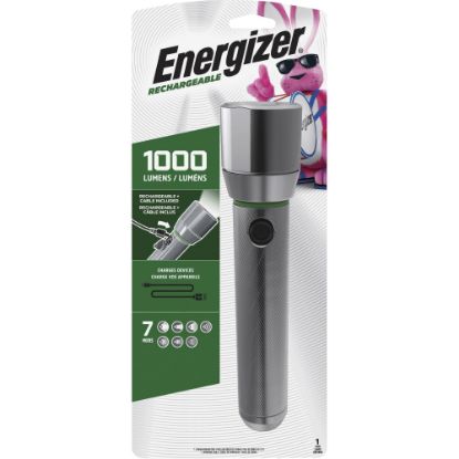 Picture of Energizer Vision HD Rechargeable LED Flashlight - LED - 1000 lm Lumen - Battery Rechargeable - Battery, USB - Aluminum Alloy - Drop Resistant, Impact Resistant - Aluminum - 1 Each