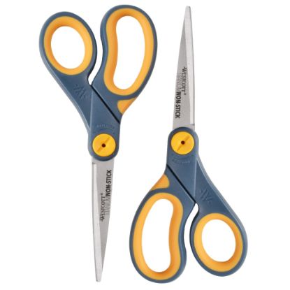 Picture of Westcott Titanium Bonded Non-Stick Scissors, 8in, Pointed, Gray/Yellow, Pack Of 2