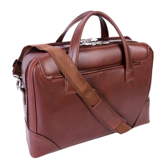 Picture of McKlein Harpswell Dual Compartment Briefcase with 17in Laptop Pocket, Brown