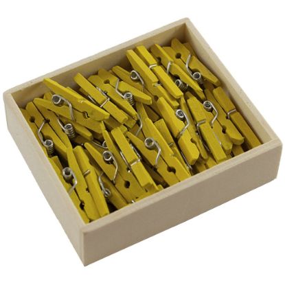 Picture of JAM Paper Wood Clip Clothespins, 7/8in, Yellow, Box Of 50 Clothespins