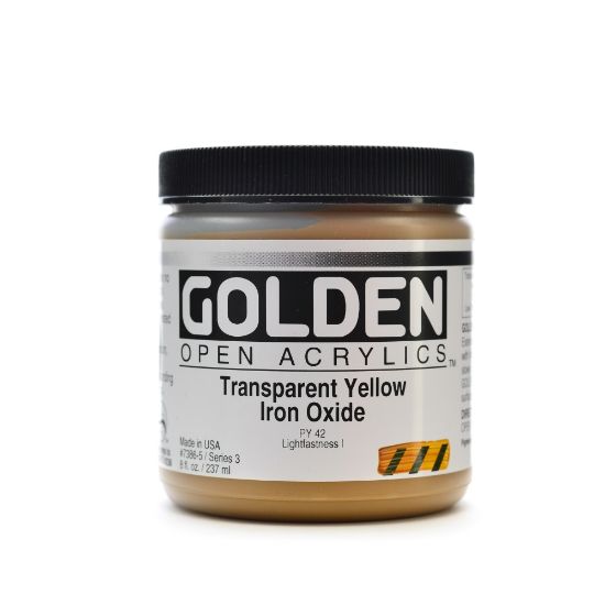 Picture of Golden OPEN Acrylic Paint, 8 Oz Jar, Transparent Yellow Iron Oxide