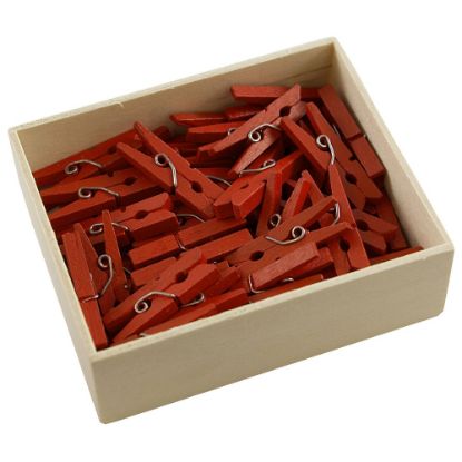 Picture of JAM Paper Wood Clip Clothespins, 7/8in, Red, Box Of 50 Clothespins