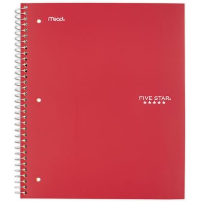 Picture of Five Star Wirebound Notebook, 8in x 10-1/2in, 1 Subject, Wide Ruled, 100 Sheets, Fire Red