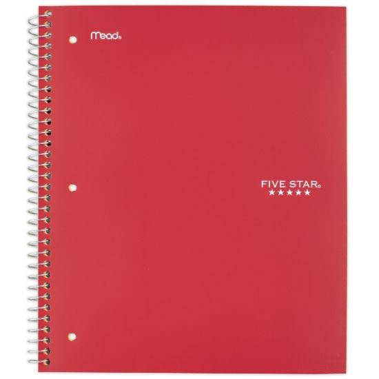 Picture of Five Star Wirebound Notebook, 8in x 10-1/2in, 1 Subject, Wide Ruled, 100 Sheets, Fire Red