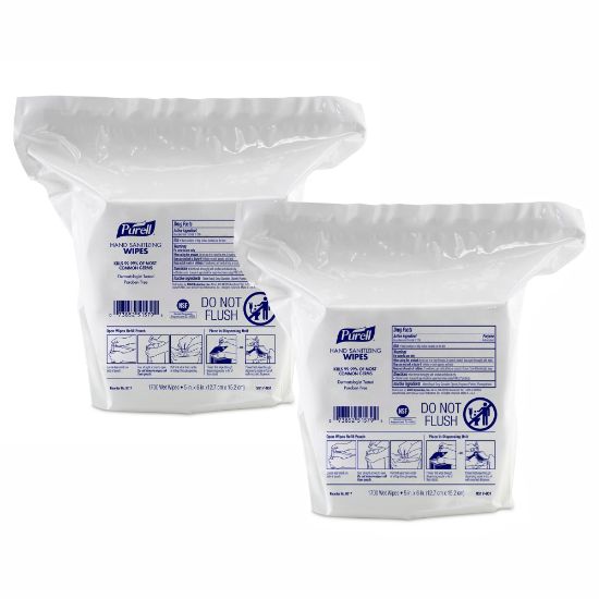 Picture of Purell Hand Sanitizing Wipes Refills For High-Capacity Dispensers, Citrus Fragrance, 1,700 Wipes Per Pouch, Case Of 4 Pouches