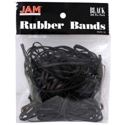 Picture of JAM Paper Rubber Bands, Size 33, Black, Bag Of 100 Rubber Bands