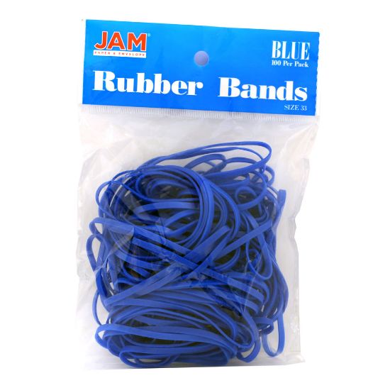 Picture of JAM Paper Rubber Bands, Size 33, Blue, Bag Of 100 Rubber Bands