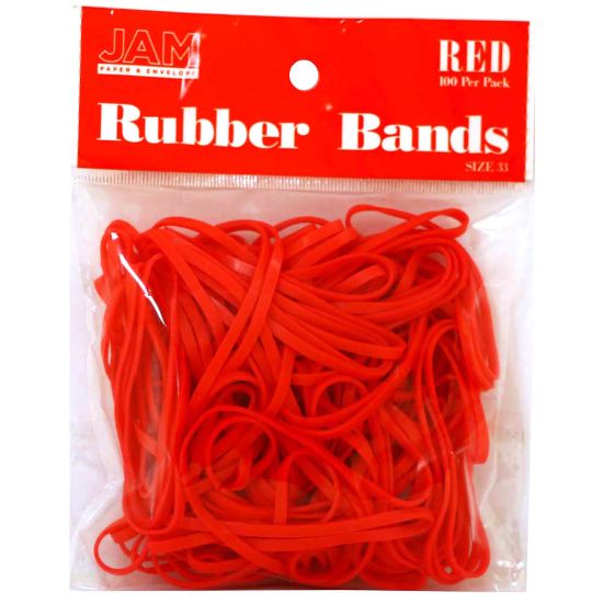 Picture of JAM Paper Rubber Bands, Size 33, Red, Bag Of 100 Rubber Bands