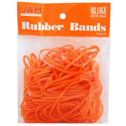 Picture of JAM Paper Rubber Bands, Size 33, Orange, Bag Of 100 Rubber Bands