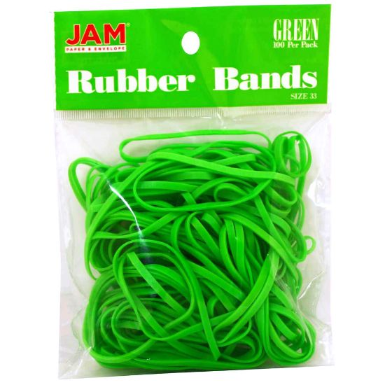 Picture of JAM Paper Rubber Bands, Size 33, Green, Bag Of 100 Rubber Bands