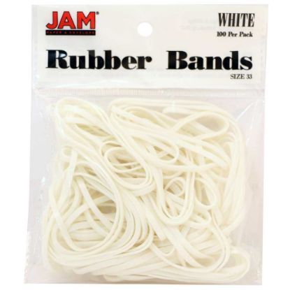 Picture of JAM Paper Rubber Bands, Size 33, White, Bag Of 100 Rubber Bands