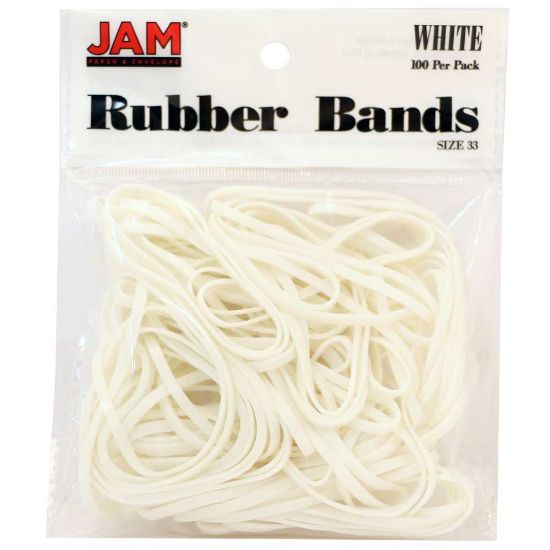 Picture of JAM Paper Rubber Bands, Size 33, White, Bag Of 100 Rubber Bands