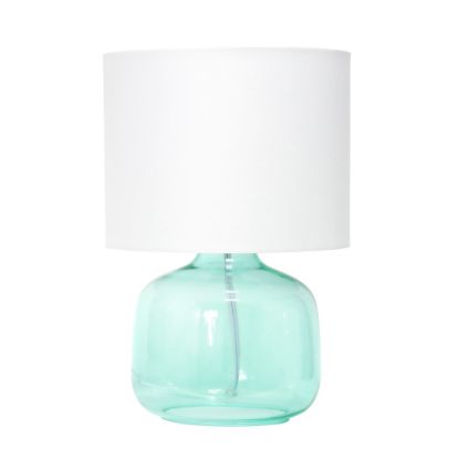 Picture of Simple Designs Glass Table Lamp, 13-3/4inH, White Shade/Aqua Base