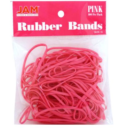 Picture of JAM Paper Rubber Bands, Size 33, Pink, Bag Of 100 Rubber Bands