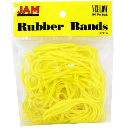 Picture of JAM Paper Rubber Bands, Size 33, Yellow, Bag Of 100 Rubber Bands