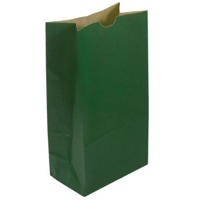 Picture of JAM Paper Kraft Lunch Bags, 11inH x 6inW x 3-3/4inD, Dark Green, Box Of 500 Bags