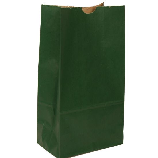 Picture of JAM Paper Medium Kraft Lunch Bags, 9-3/4inH x 5inW x 3inD, Dark Green, Pack Of 500 Bags