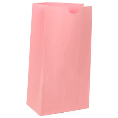 Picture of JAM Paper Small Kraft Lunch Bags, 8inH x 4-1/8inW x 2-1/4in, Baby Pink, Pack Of 500 Bags