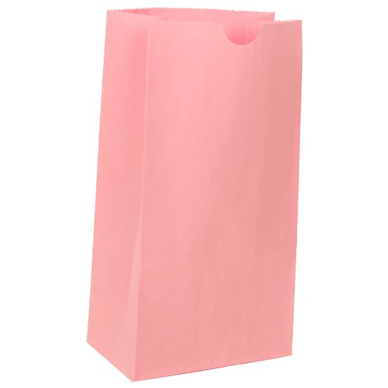 Picture of JAM Paper Small Kraft Lunch Bags, 8inH x 4-1/8inW x 2-1/4in, Baby Pink, Pack Of 500 Bags