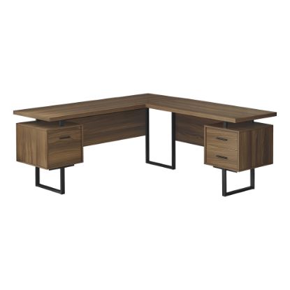 Picture of Monarch Specialties Dallas 71inW L-Shaped Corner Desk, Walnut