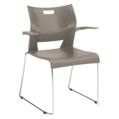 Picture of Global Duet Stacking Chair With Arms, Latte Beige/Chrome