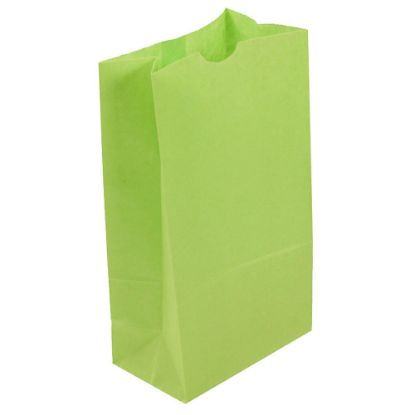 Picture of JAM Paper Kraft Lunch Bags, 11inH x 6inW x 3-3/4inD, Lime Green, Box Of 500 Bags