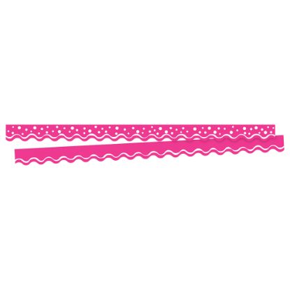 Picture of Barker Creek Scalloped-Edge Border Strips, 2 1/4in x 36in, Happy Hot Pink, Pre-K To College, Pack Of 26