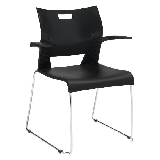 Picture of Global Duet Stacking Chair With Arms, Asphalt Night/Chrome