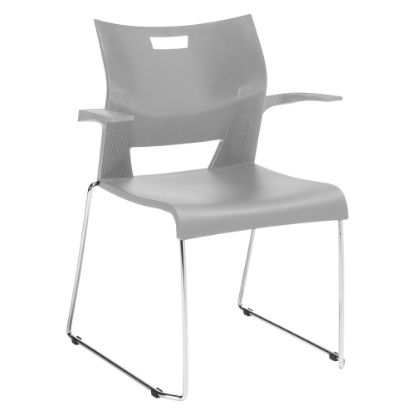 Picture of Global Duet Stackable Armchair, 32 1/4inH x 25 1/2inW x 23inD, Ivory Cloud/Chrome