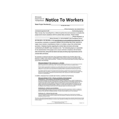 Picture of ComplyRight State Specialty Poster, Notice Workers/Construction Projects, English, Minnesota, 8-1/2in x 14in