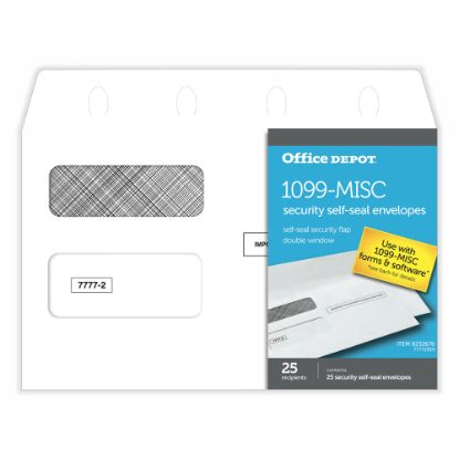 Picture of Office Depot Brand Double-Window Self-Seal Envelopes For 1099-MISC 2-Up Forms, 5-5/8inH x 9inW, White, Pack Of 25 Envelopes