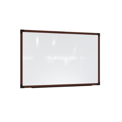 Picture of Ghent Prest Magnetic Dry-Erase Whiteboard, Porcelain, 38-1/4in x 50-1/4in, White, Carmel Oak Wood Frame