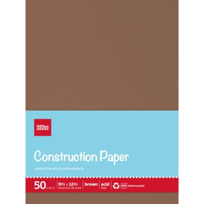 Picture of Office Depot Brand Construction Paper, 9in x 12in, 100% Recycled, Brown, Pack Of 50 Sheets