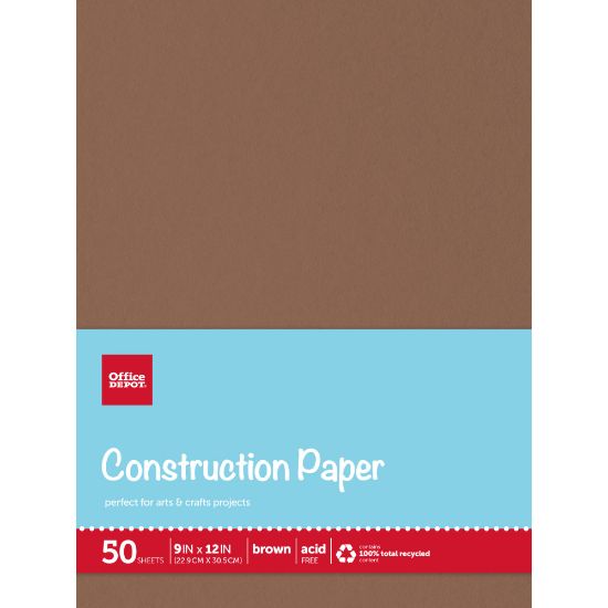 Picture of Office Depot Brand Construction Paper, 9in x 12in, 100% Recycled, Brown, Pack Of 50 Sheets