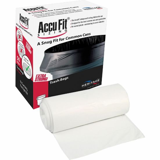 Picture of Heritage Accufit RePrime Can Liners - 55 gal Capacity - 40in Width x 53in Length - 0.90 mil (23 Micron) Thickness - Low Density - Clear - Linear Low-Density Polyethylene (LLDPE) - 3/Carton - 50 Per Box - Garbage