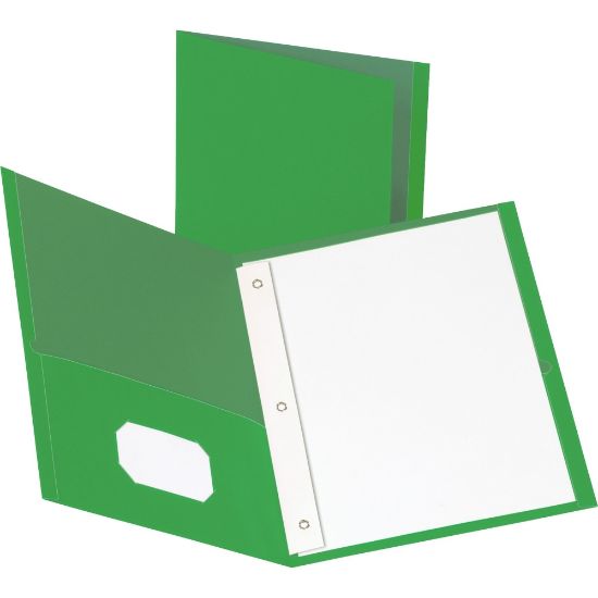 Picture of Business Source Leatherette Storage Pockets Fastener Folders, Letter Size, 8 1/2in x 11in, Green, Box Of 25 Folders