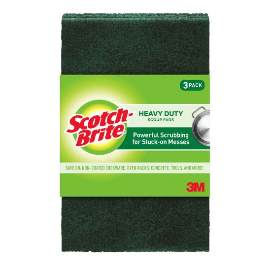 Picture of Scotch-Brite Scouring Pads, 3 Scour Pads, Great for Kitchen, Garage and Outdoors