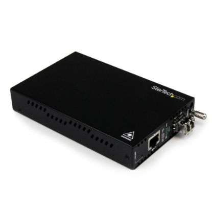 Picture of StarTech.com OAM Managed Gigabit Ethernet Fiber Media Converter - Multi Mode LC 550m - 802.3ah Compliant - Convert and extend a Gigabit Ethernet connection over Multimode LC fiber with remote management capabilities - Ethernet Fiber Optic Media Converter