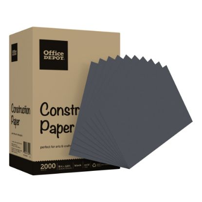 Picture of Office Depot Brand Construction Paper, 9in x 12in, 100% Recycled, Black, Pack Of 2,000 Sheets