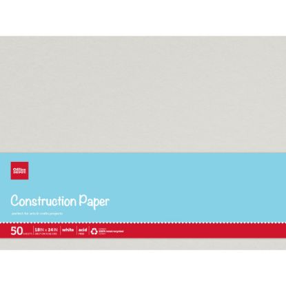 Picture of Office Depot Brand Construction Paper, 18in x 24in, 100% Recycled, Stone White, Pack Of 50 Sheets