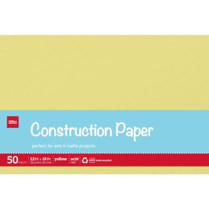 Picture of Office Depot Brand Construction Paper, 12in x 18in, 100% Recycled, Yellow, Pack Of 50 Sheets