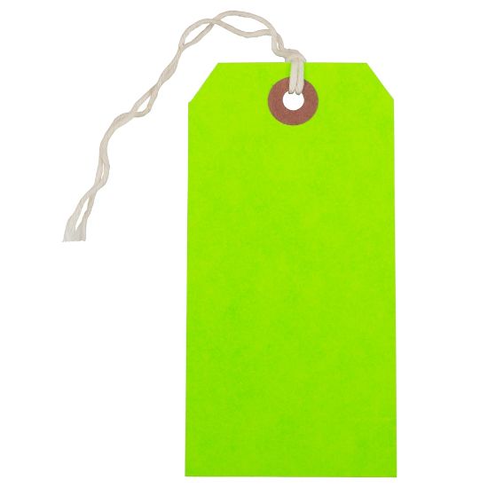 Picture of JAM Paper Medium Gift Tags, 4-3/4in x 2-3/8in, Neon Green, Pack Of 10 Tags