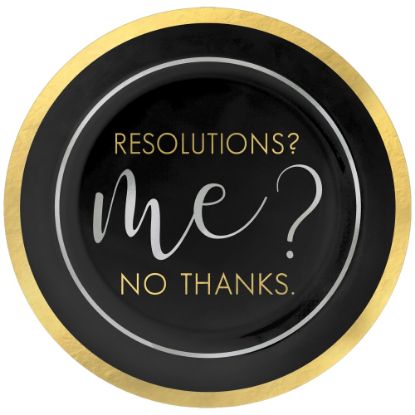 Picture of Amscan New Years Eve No Resolutions Plastic Plates, 7-1/2in, Black, Pack Of 20 Plates