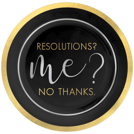 Picture of Amscan New Years Eve No Resolutions Plastic Plates, 7-1/2in, Black, Pack Of 20 Plates