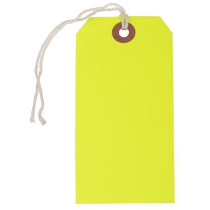 Picture of JAM Paper Medium Gift Tags, 4-3/4in x 2-3/8in, Neon Yellow, Pack Of 10 Tags