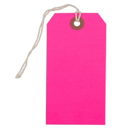 Picture of JAM Paper Medium Gift Tags, 4-3/4in x 2-3/8in, Neon Pink, Pack Of 10 Tags