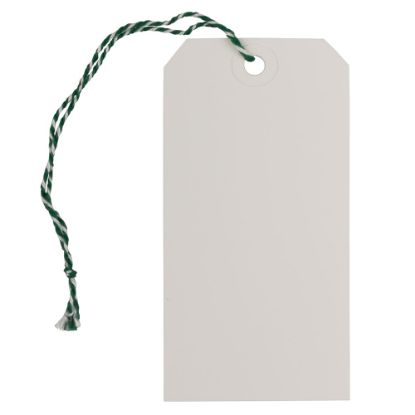 Picture of JAM Paper Medium Gift Tags, 4-3/4in x 2-3/8in, White/Green, Pack Of 10 Tags