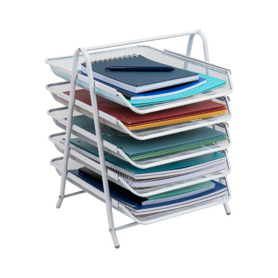 Picture of Mind Reader Network Collection 5-Tier Paper Tray File Storage, 14-1/2in H x 14in W x 11-3/4in D, White